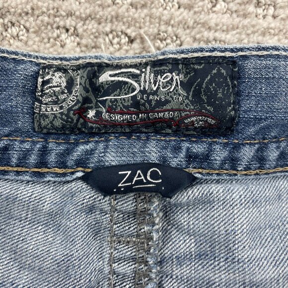 Silver Jeans Zac Men Size W33 / L34 Denim Pants Washed Blue Straight Leg Casual - Picture 3 of 16